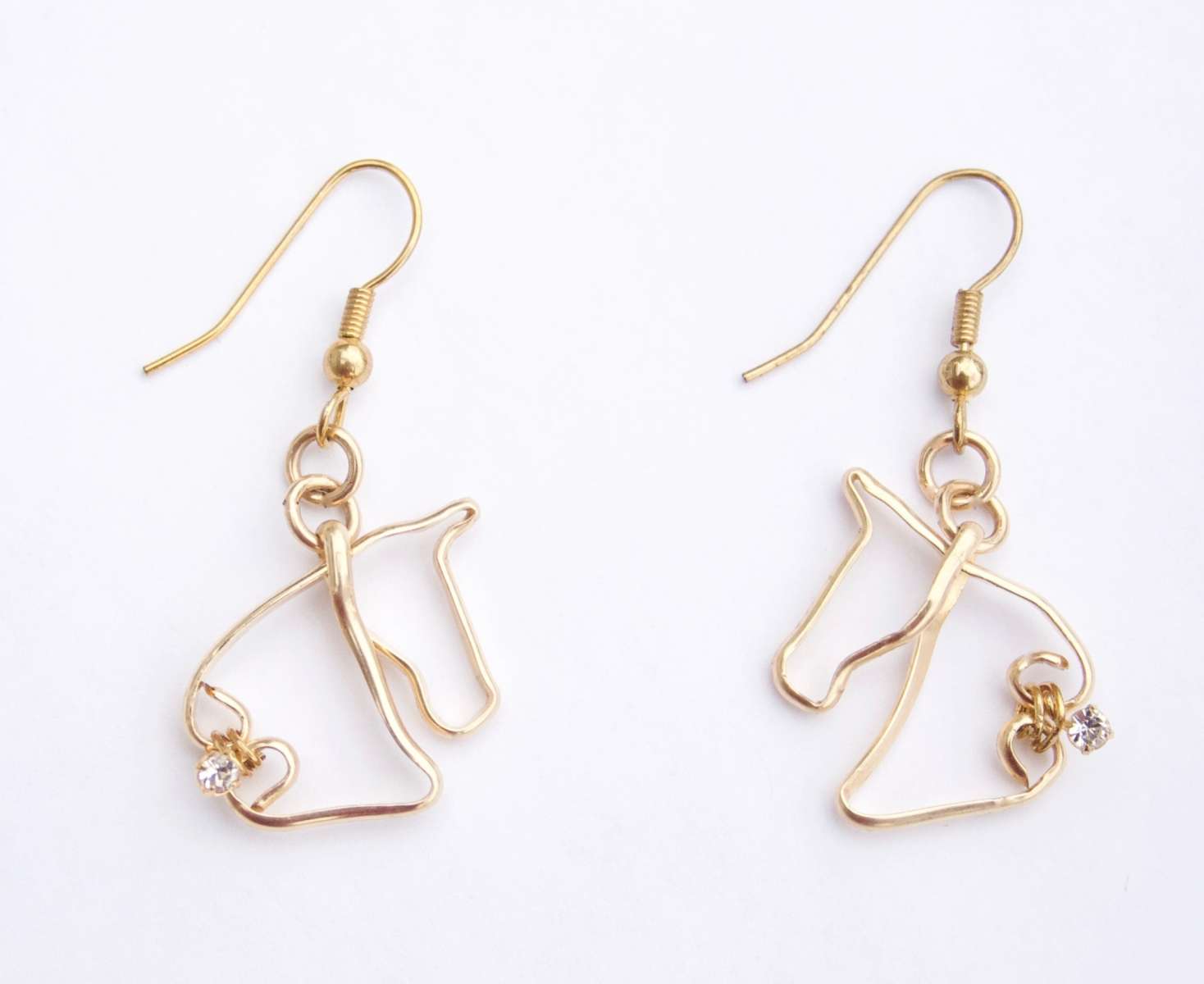 Petite Horse Head earrings, gold-filled with Swarovski crystals