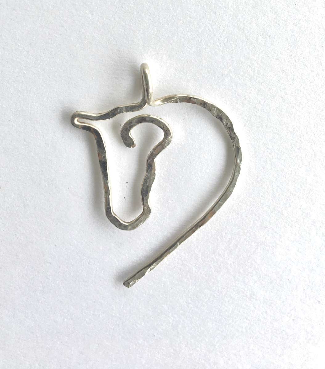 Modern Horse Head Pendant, sterling