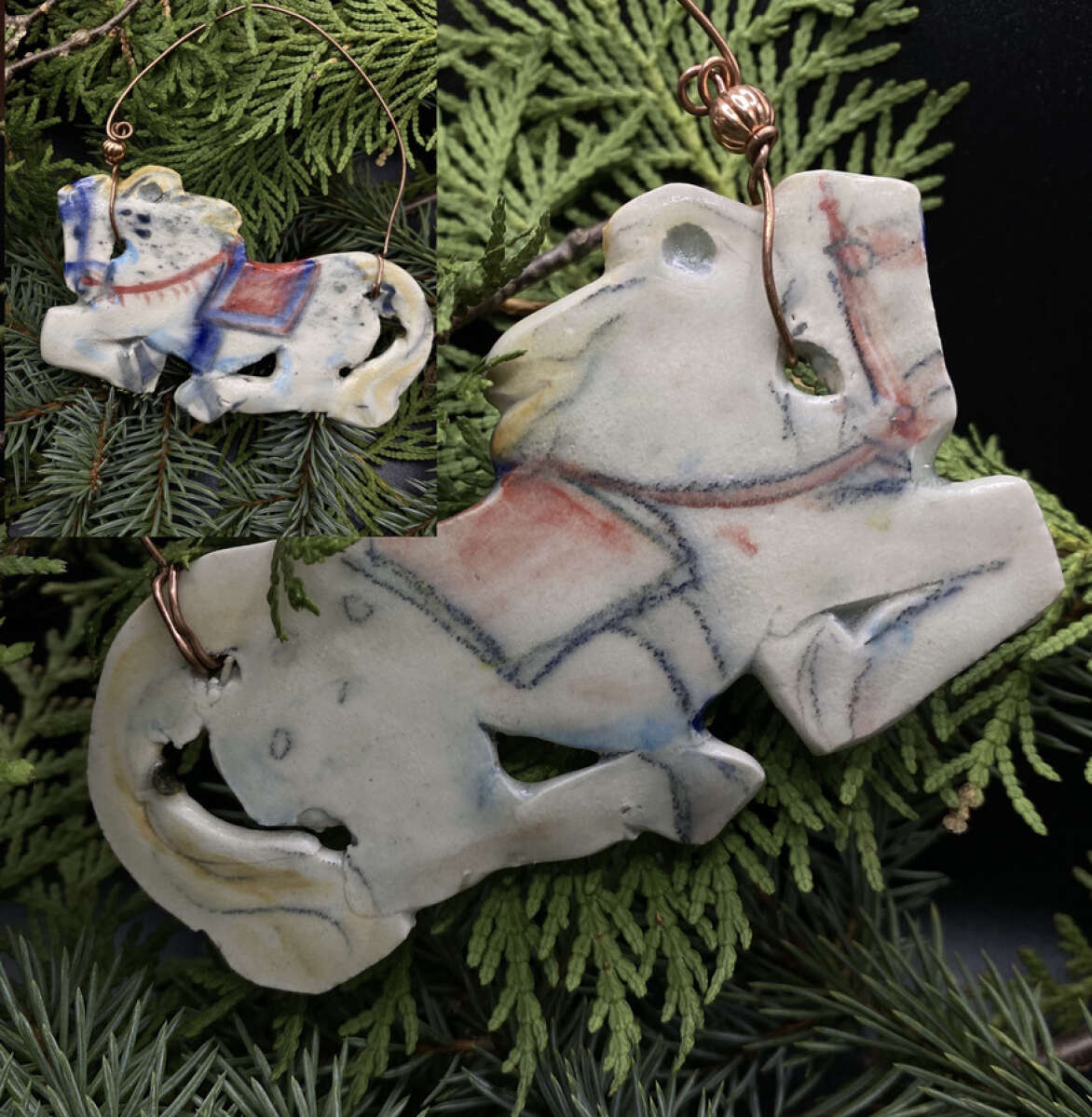 Christmas Porcelain Horse Ornament
