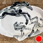 Large platter Three Horses Leaping